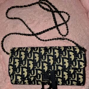 Elegant Dark Blue and Cream Patterned Crossbody Bag